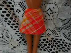 BARBIE UNIQUE FREEZERS 1464 MINI ORANGE PLAID SKIRT NO LABEL